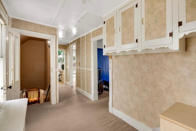 1102 Pacific St, Saint Paul, MN 55106 - corridor with carpet, an upstairs landing, and baseboards