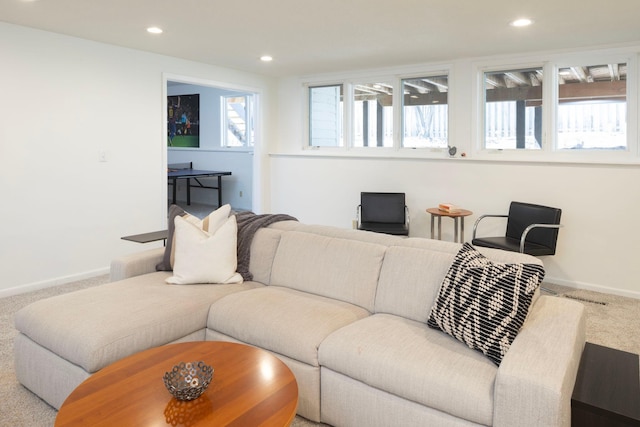 3710 Vincent Ave S, Minneapolis, MN 55410 - living area featuring carpet flooring, recessed lighting, and baseboards