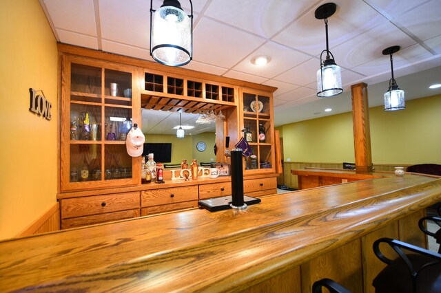 1164 Hawthorn St, Red Wing, MN 55066 - indoor wet bar featuring hanging light fixtures and recessed lighting