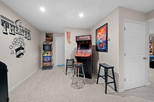 5214 381st Ln, North Branch, MN 55056 - rec room with baseboards, recessed lighting, and carpet floors