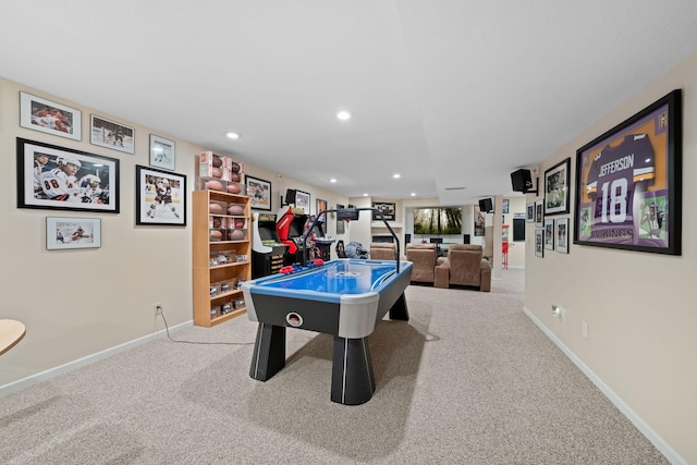5214 381st Ln, North Branch, MN 55056 - rec room with baseboards, recessed lighting, and carpet