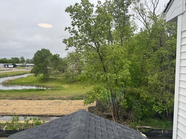 view of yard with a water view