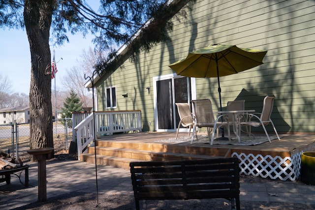 exterior space with fence and a patio area