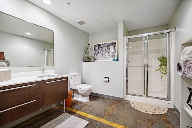 700 Washington Ave N Unit 210, Minneapolis, MN 55401 - bathroom with vanity, a shower stall, and concrete floors
