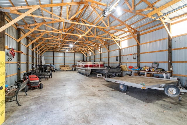 garage featuring metal wall
