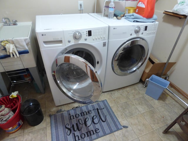 1907 Red Maple Ln, Northfield, MN 55057 - washroom with washing machine and dryer and tile patterned flooring