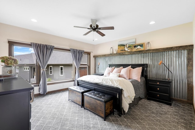 3420 Fairview Ave N, Arden Hills, MN 55112 - bedroom featuring carpet floors, a ceiling fan, baseboards, and recessed lighting