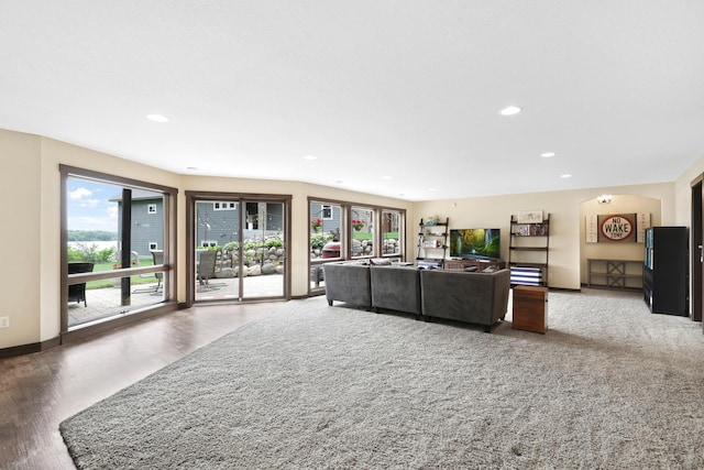 3420 Fairview Ave N, Arden Hills, MN 55112 - living area featuring plenty of natural light, recessed lighting, wood finished floors, and baseboards