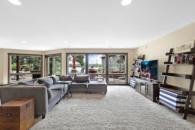 3420 Fairview Ave N, Arden Hills, MN 55112 - living room featuring carpet floors, healthy amount of natural light, and recessed lighting