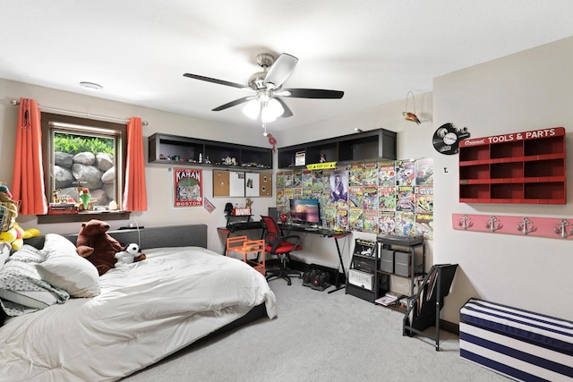 3420 Fairview Ave N, Arden Hills, MN 55112 - bedroom featuring carpet flooring, an office area, and a ceiling fan