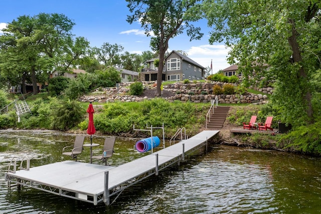 3420 Fairview Ave N, Arden Hills, MN 55112 - dock featuring a water view and stairway