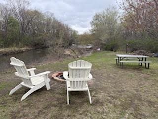 view of community featuring an outdoor fire pit
