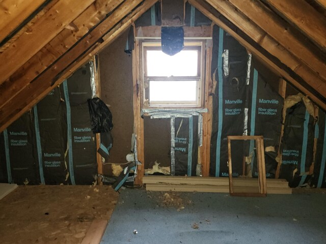 view of unfinished attic