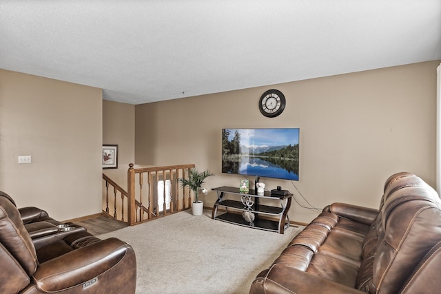 carpeted living room with baseboards