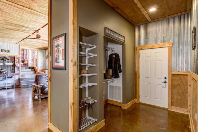 546 315th St, Cady Twp, WI 54749 - entryway with concrete flooring and wooden ceiling