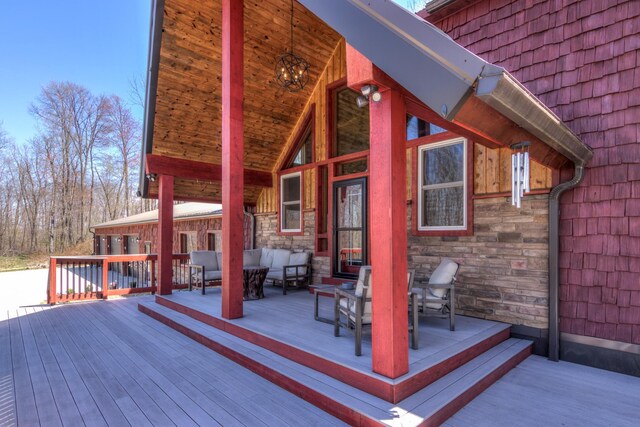 546 315th St, Cady Twp, WI 54749 - wooden terrace with outdoor lounge area