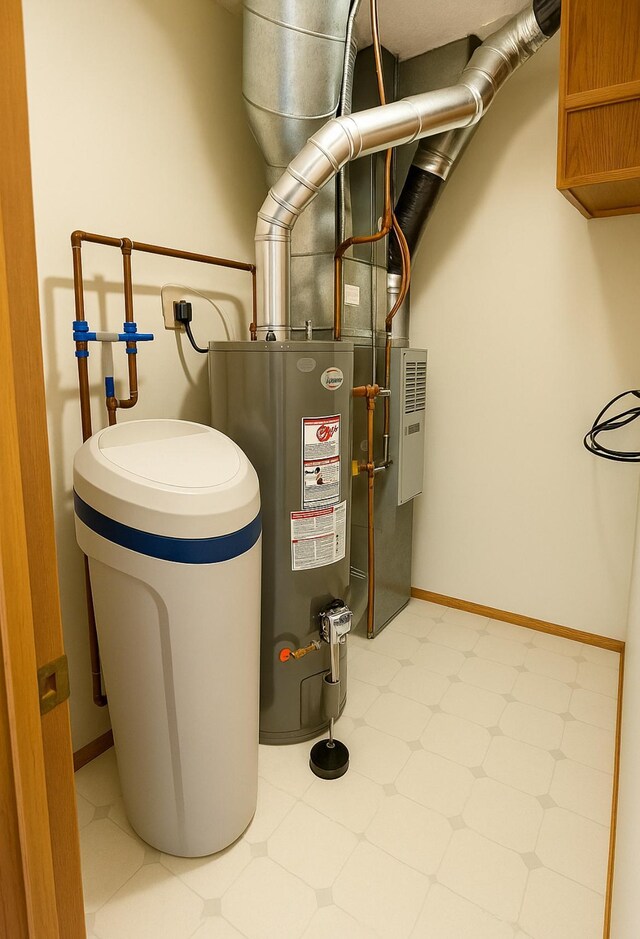 utility room with water heater