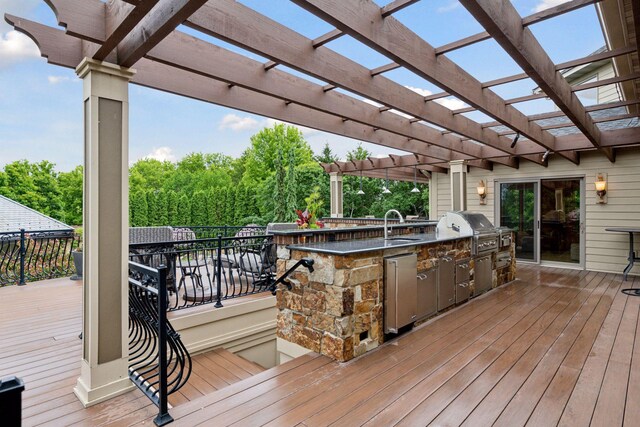 7250 Jubert Ln, Corcoran, MN 55340 - deck featuring a pergola and a bar