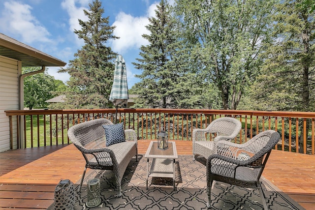 1410 4th Ave N, Sartell, MN 56377 - wooden terrace with outdoor lounge area