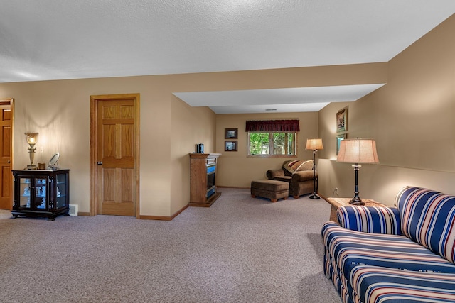 1410 4th Ave N, Sartell, MN 56377 - carpeted living room featuring a fireplace and baseboards