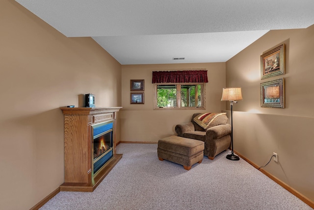 1410 4th Ave N, Sartell, MN 56377 - sitting room featuring carpet, baseboards, and a glass covered fireplace
