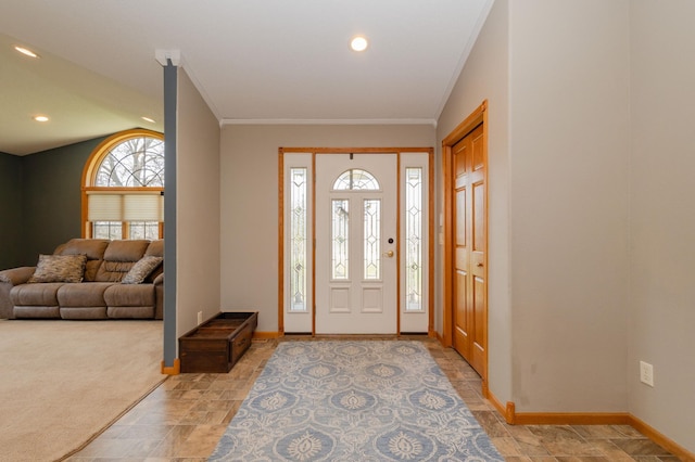 235 Morning View Rd, Sauk Centre, MN 56378 - entryway featuring baseboards, ornamental molding, and recessed lighting