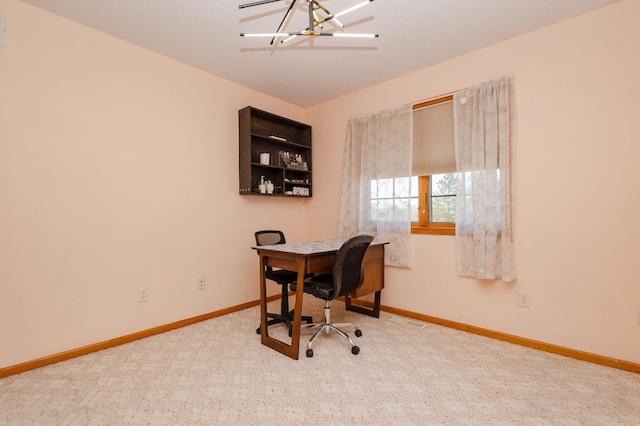 235 Morning View Rd, Sauk Centre, MN 56378 - office space featuring an inviting chandelier, baseboards, carpet flooring, and visible vents