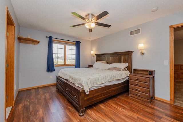 235 Morning View Rd, Sauk Centre, MN 56378 - bedroom featuring baseboards, ceiling fan, wood finished floors, and visible vents