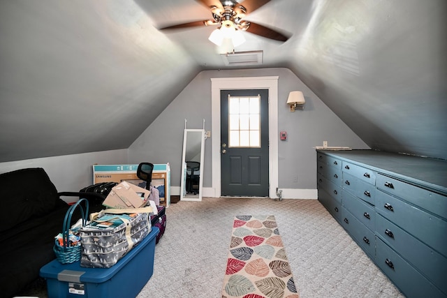 265 Broadway St, Winona, MN 55987 - additional living space featuring vaulted ceiling, carpet floors, and ceiling fan