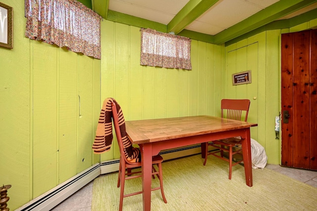 265 Broadway St, Winona, MN 55987 - dining area with a baseboard radiator and beam ceiling