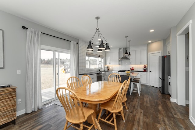 1261 Skyview Cir NW, Rochester, MN 55901 - dining space with dark wood-type flooring, recessed lighting, and baseboards