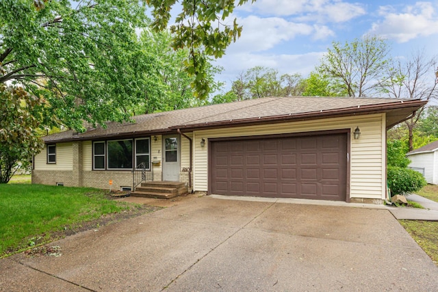 810 57th Ave N, Brooklyn Center, MN 55430 - single story home with driveway, an attached garage, a front lawn, and a shingled roof