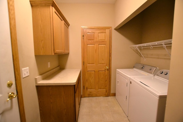 11096 16th St NE, Saint Michael, MN 55376 - clothes washing area with cabinet space, washing machine and dryer, and light tile patterned floors