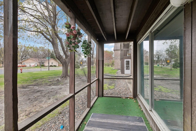 view of unfurnished sunroom