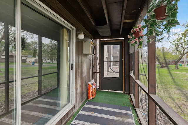 view of unfurnished sunroom
