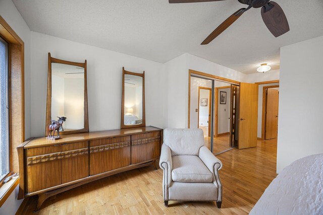 1171 County Rd E, Scott Twp, WI 54801 - living area with light wood-style floors and ceiling fan