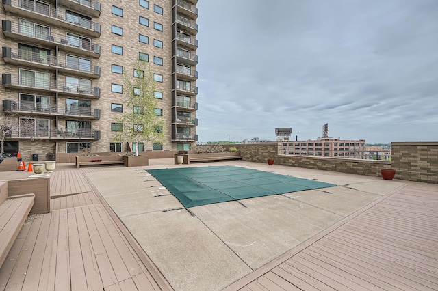 pool with a patio