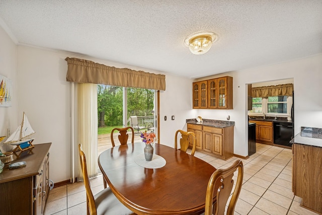 18701 Delton Ave, Minnetonka, MN 55345 - dining space with plenty of natural light, a textured ceiling, and light tile patterned flooring