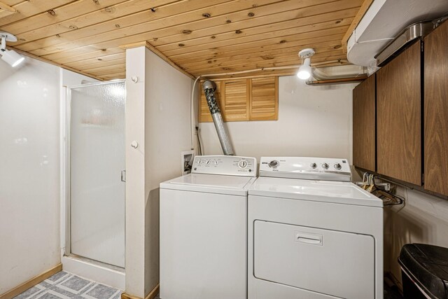 18701 Delton Ave, Minnetonka, MN 55345 - laundry room featuring separate washer and dryer and wooden ceiling