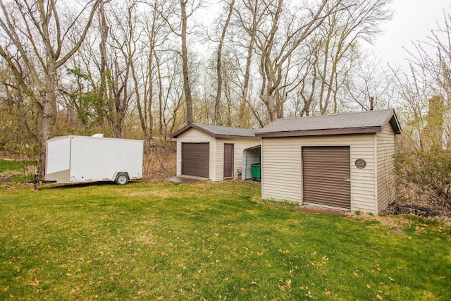 exterior space with an outbuilding
