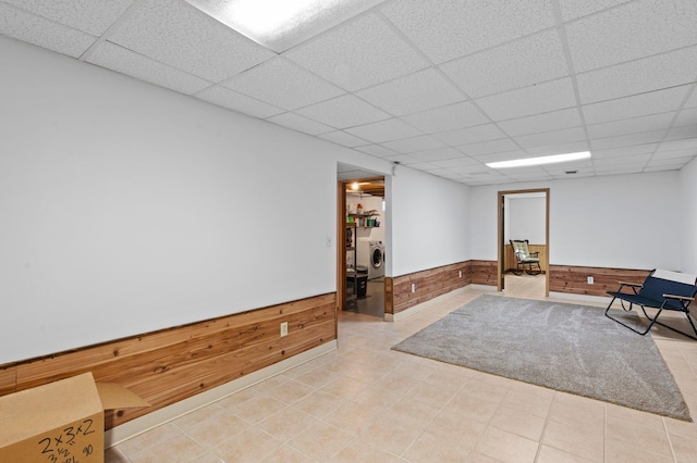 7830 Country Ln, Lino Lakes, MN 55014 - sitting room featuring wainscoting, a drop ceiling, and wood walls