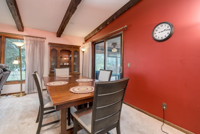 829 Church St, Saint Peter, MN 56082 - dining room with carpet flooring and beamed ceiling