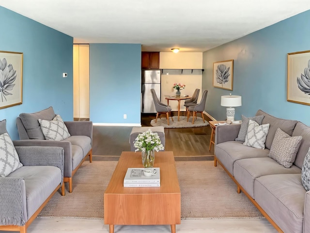 living area with light wood-style flooring
