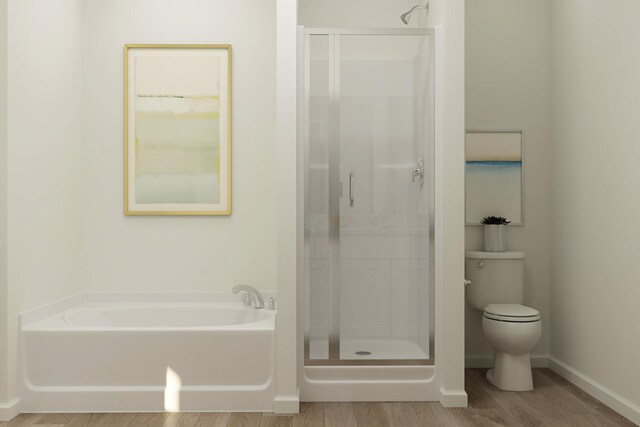 10213 Twin Lakes Pkwy NW, Elk River, MN 55330 - full bathroom with a shower stall, a garden tub, and wood finished floors