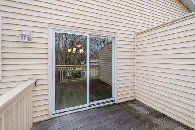 doorway to property with a deck