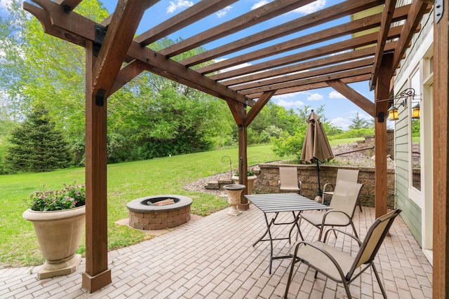 374 Indigo Trl, Troy Twp, WI 54022 - view of patio / terrace with a pergola and a fire pit