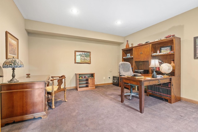 374 Indigo Trl, Troy Twp, WI 54022 - office area with light carpet, baseboards, and recessed lighting