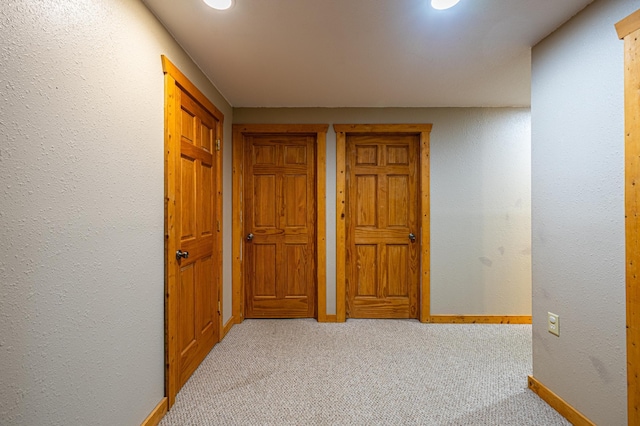 2374 320th St, Forest Twp, WI 54005 - corridor featuring carpet, a textured wall, recessed lighting, and baseboards
