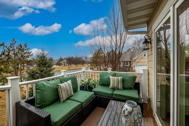 balcony featuring an outdoor living space