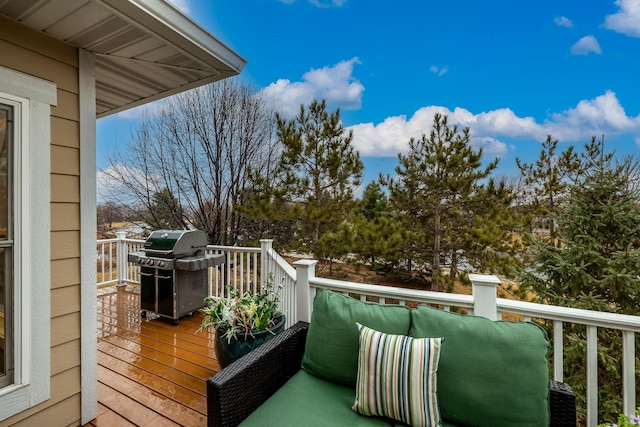 balcony featuring area for grilling